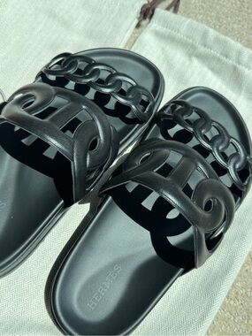 Hermes Black Extra Sandals